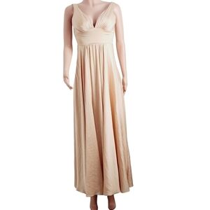 Cinderella Divine Satin Flowy A-line Dress With Leg Slit, Open Back V-Neck Sz: 4